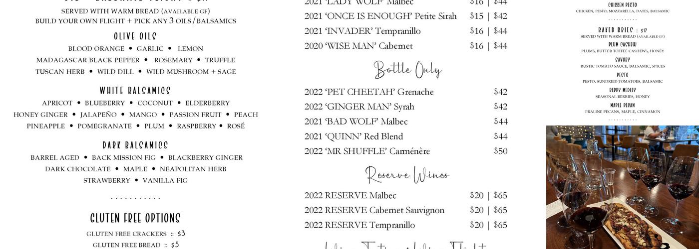 Longship Cellars Menu