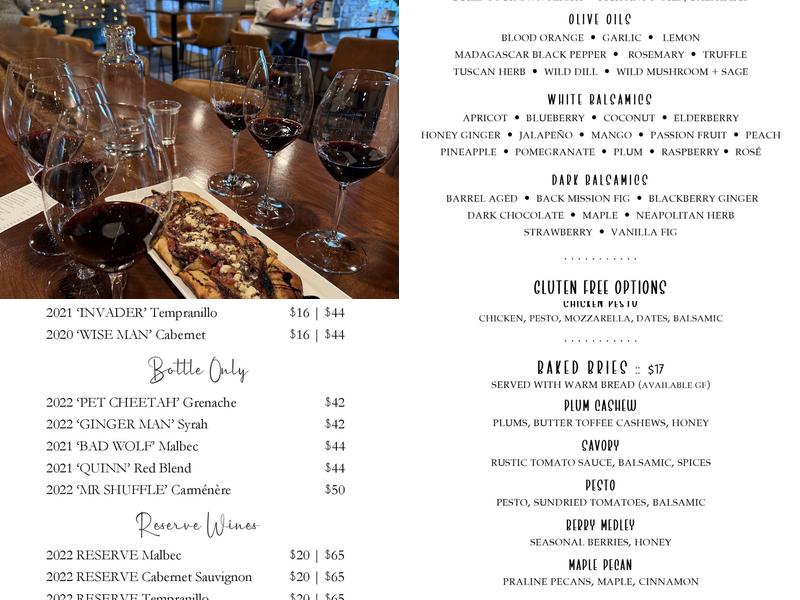 Longship Cellars Menu