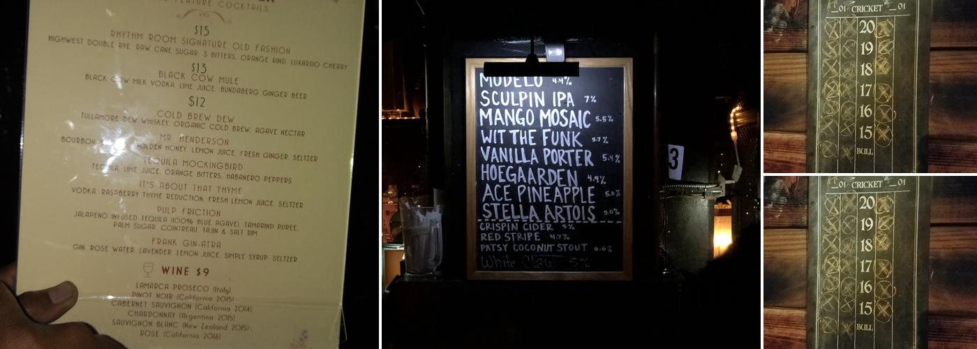 Rhythm Room L.A. Menu