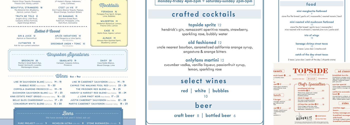 Topside Terrace Kitchen & Bar Menu