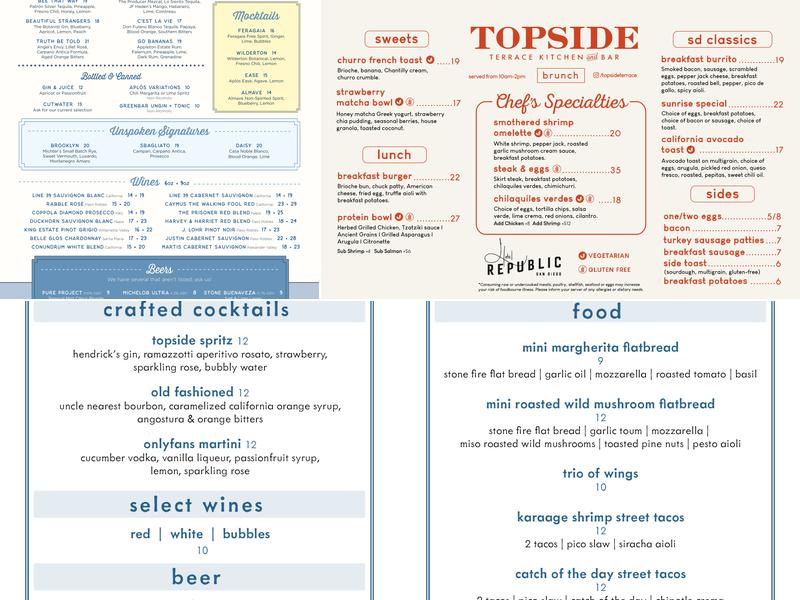 Topside Terrace Kitchen & Bar Menu