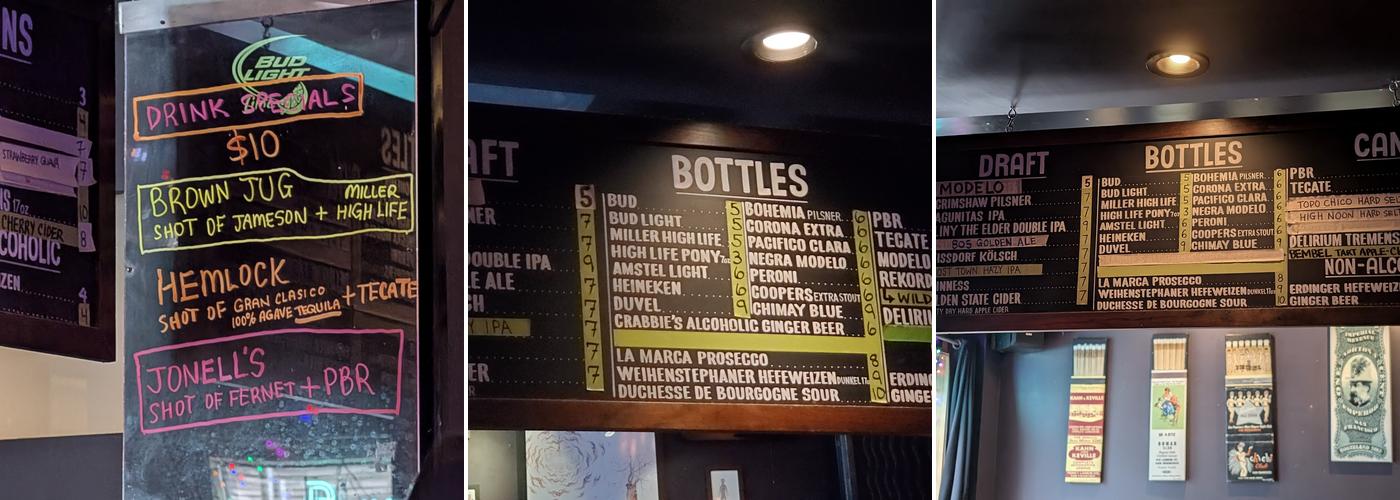 Emperor Norton's BoozeLand Menu