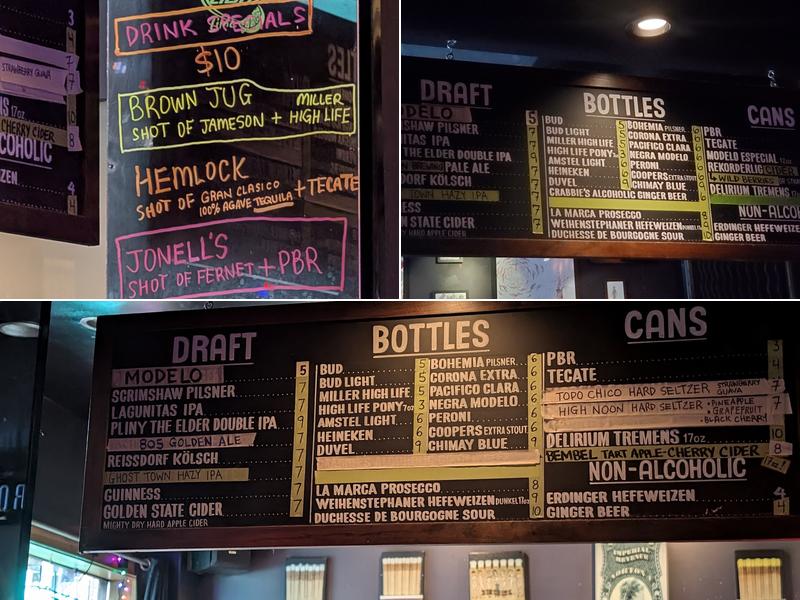 Emperor Norton's BoozeLand Menu