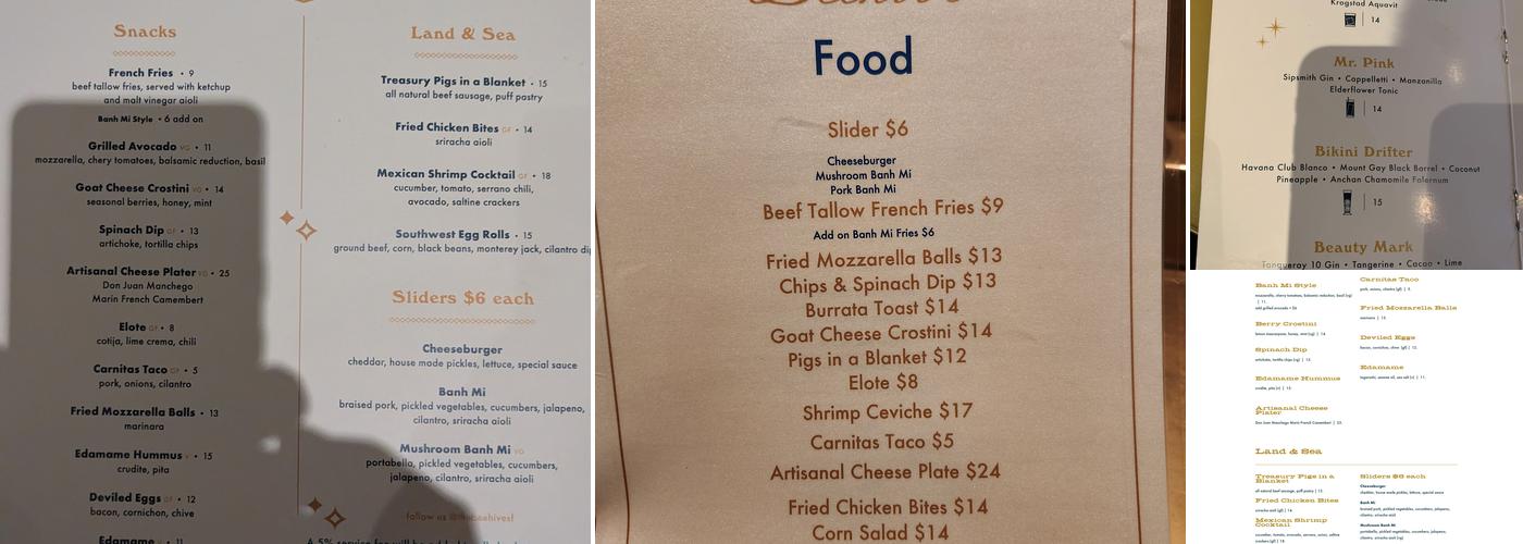The Beehive Menu