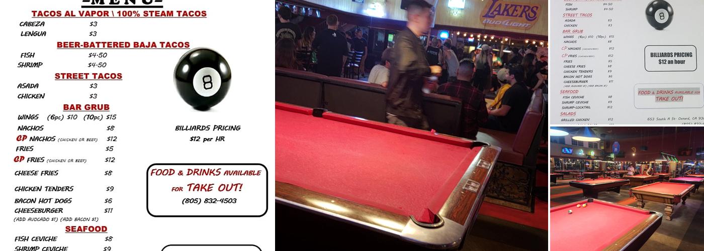 Corner Pocket Billiards - Oxnard Menu