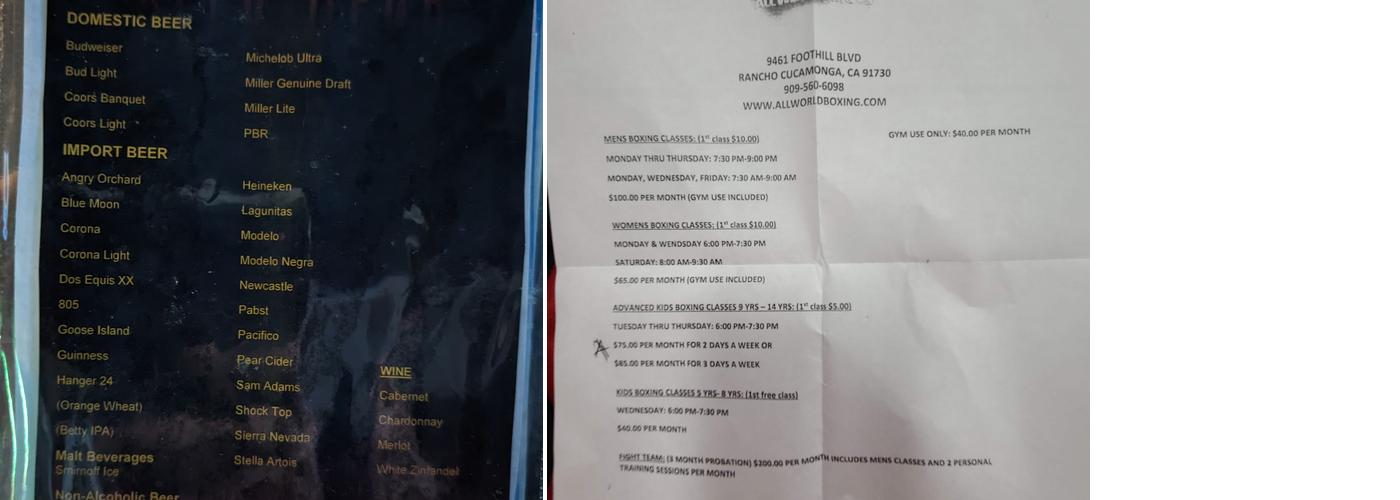 Hide-A-While Lounge Menu