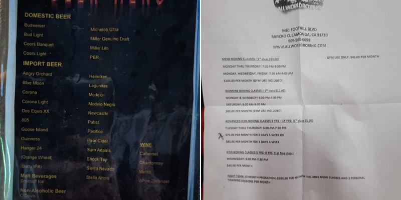 Hide-A-While Lounge Menu