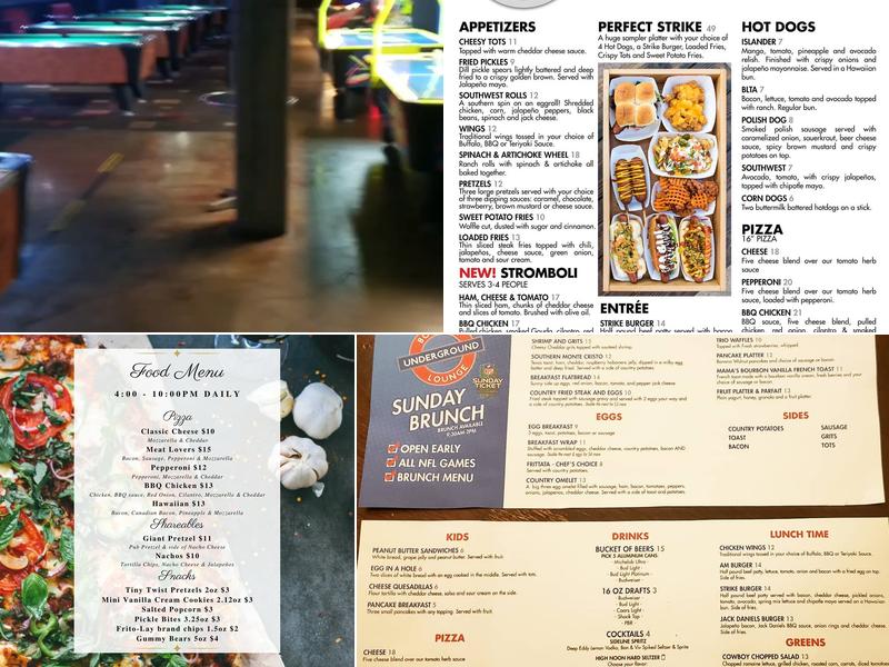 LCB Underground Bowling Lounge Menu
