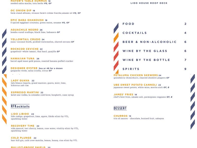 Topside Roof Deck Menu
