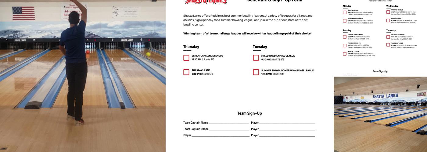 Shasta Lanes Bowling Alley Menu