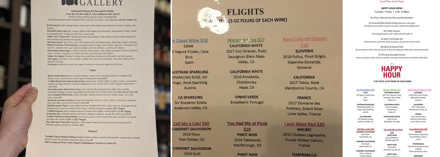 Wine Gallery Menu