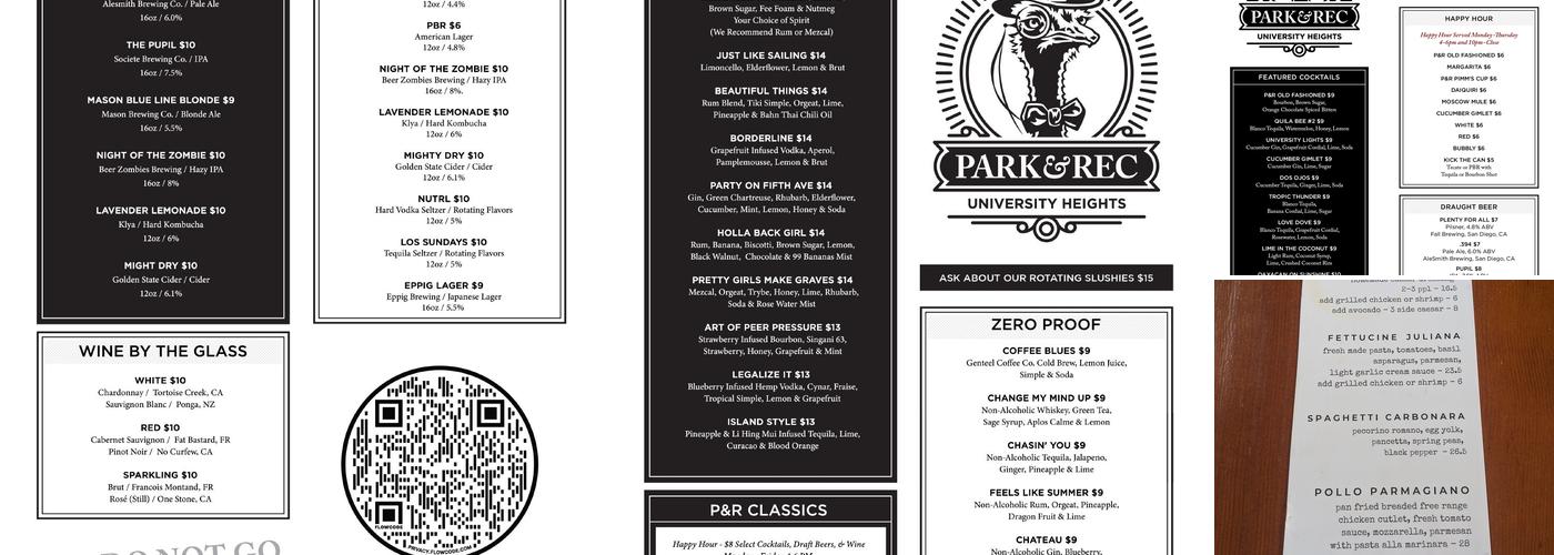 Park & Rec Menu