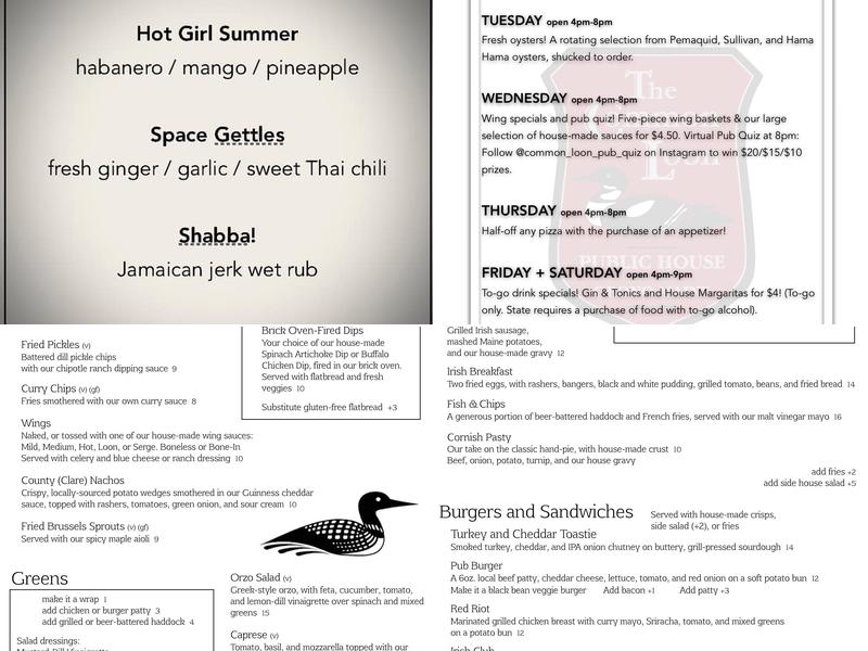 The Common Loon Menu