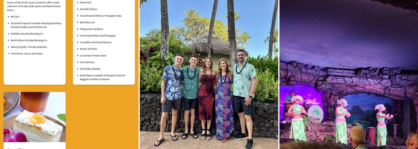 Drums of the Pacific Lū‘au Menu