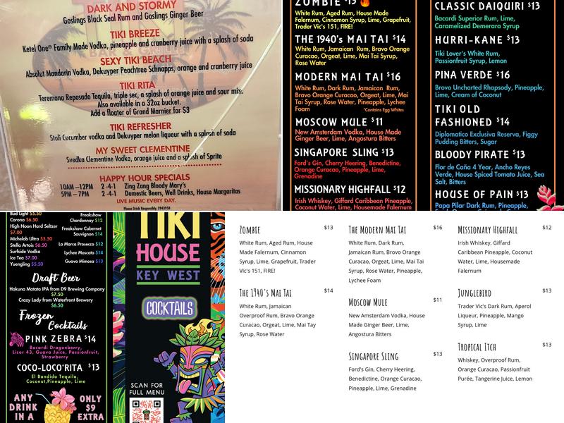 Tiki House Menu
