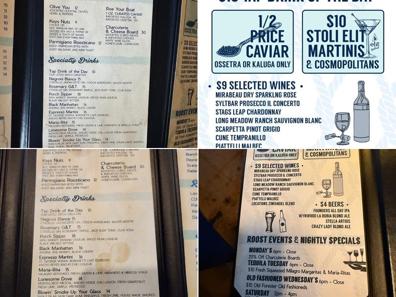 The Roost Menu