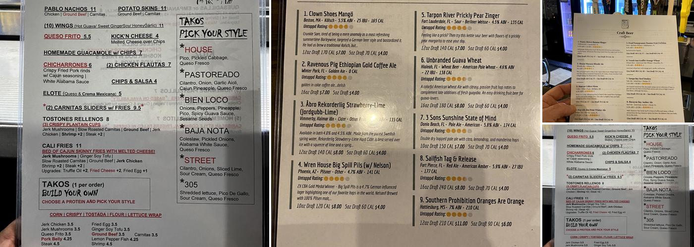 Exit One Taproom Menu