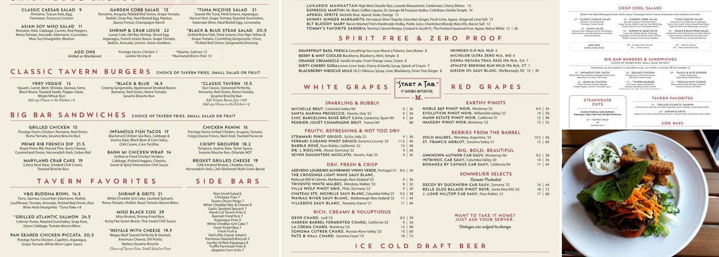 Marlow's Tavern Menu