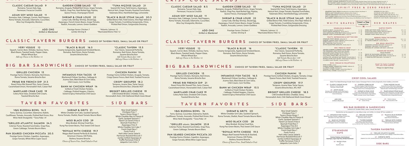 Marlow's Tavern Menu