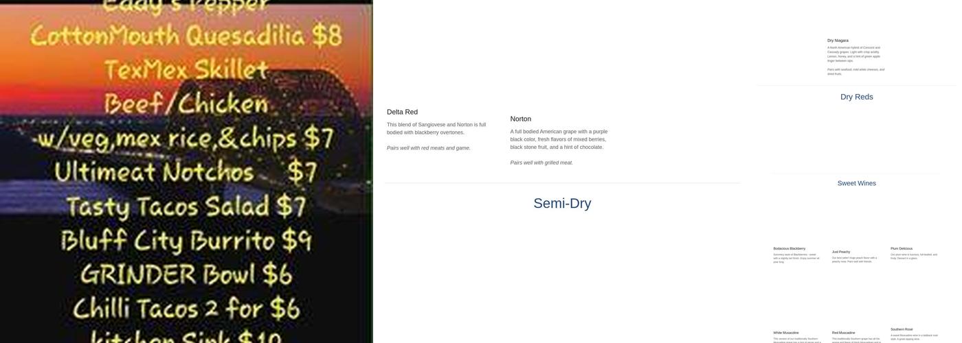 Delta Blues Winery Menu