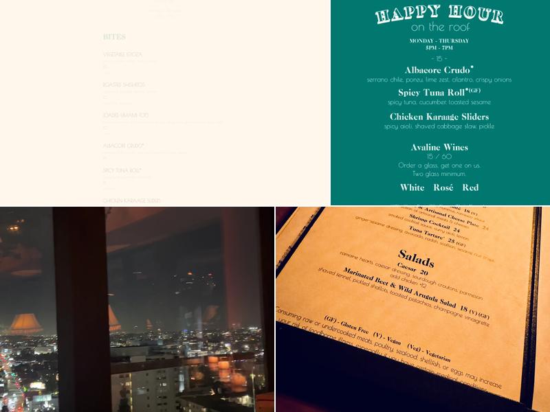 Harriet's Rooftop Menu