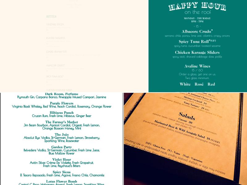 Harriet's Rooftop Menu