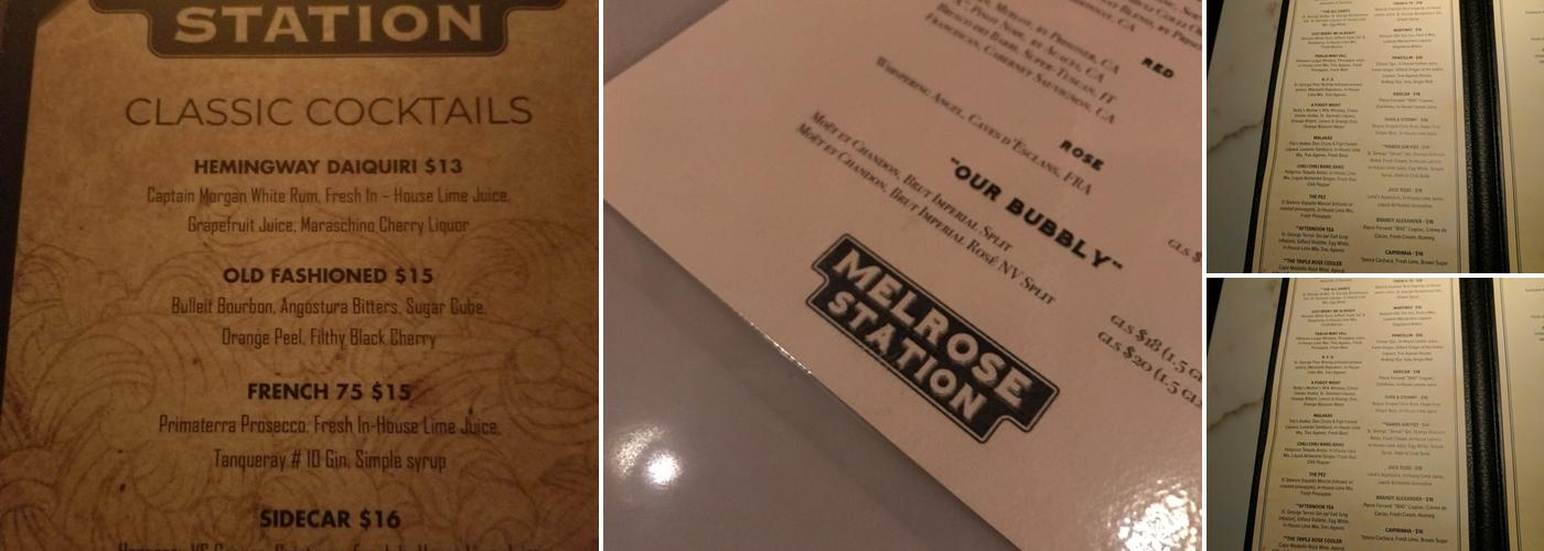 The Melrose Station Menu
