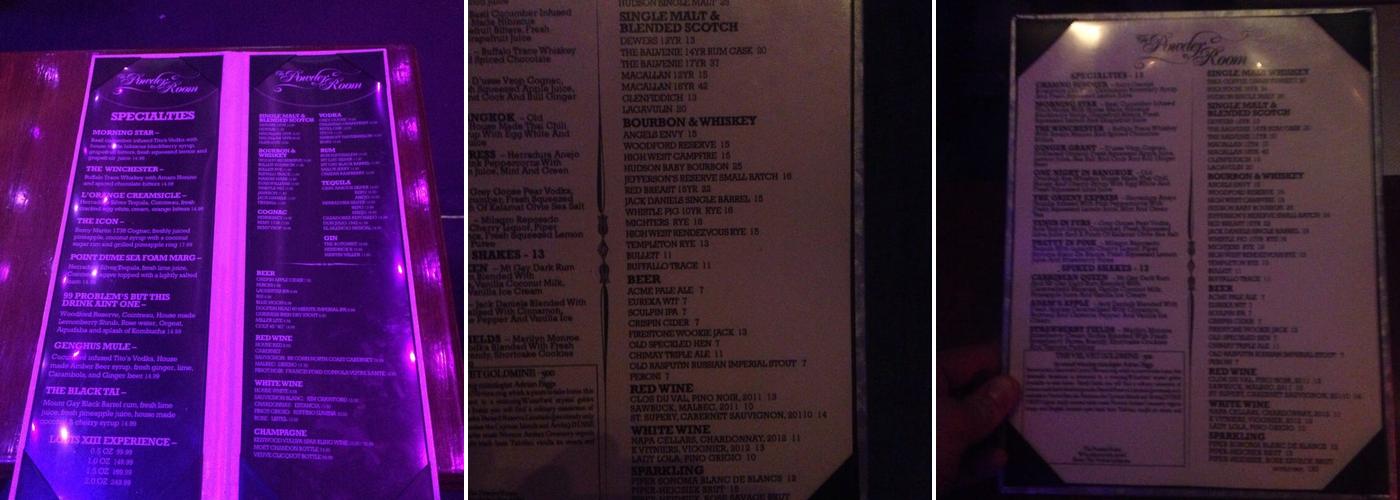 The Powder Room Menu