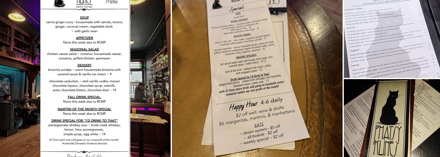 Phatsy Kline's Parlor Lounge Menu