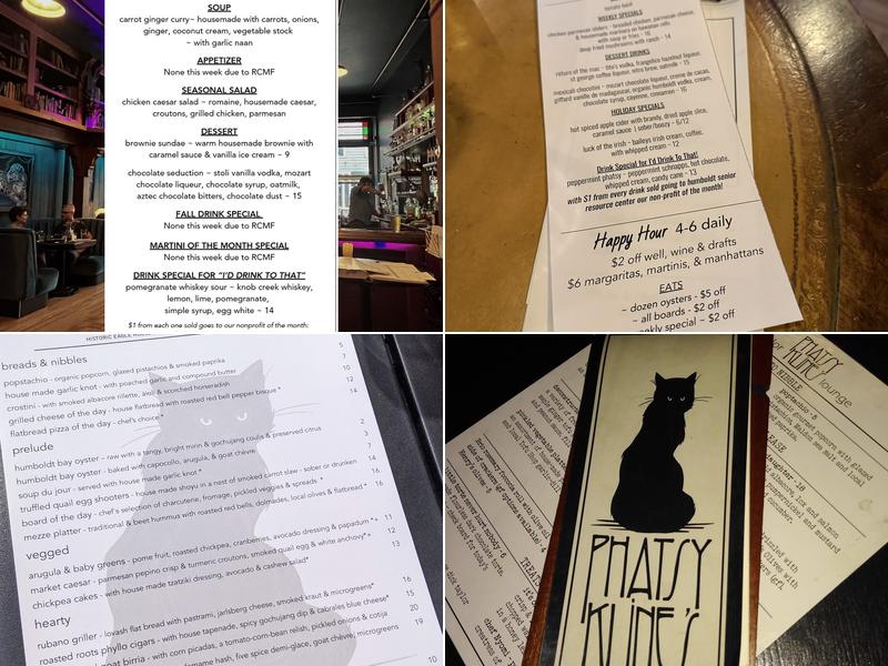 Phatsy Kline's Parlor Lounge Menu