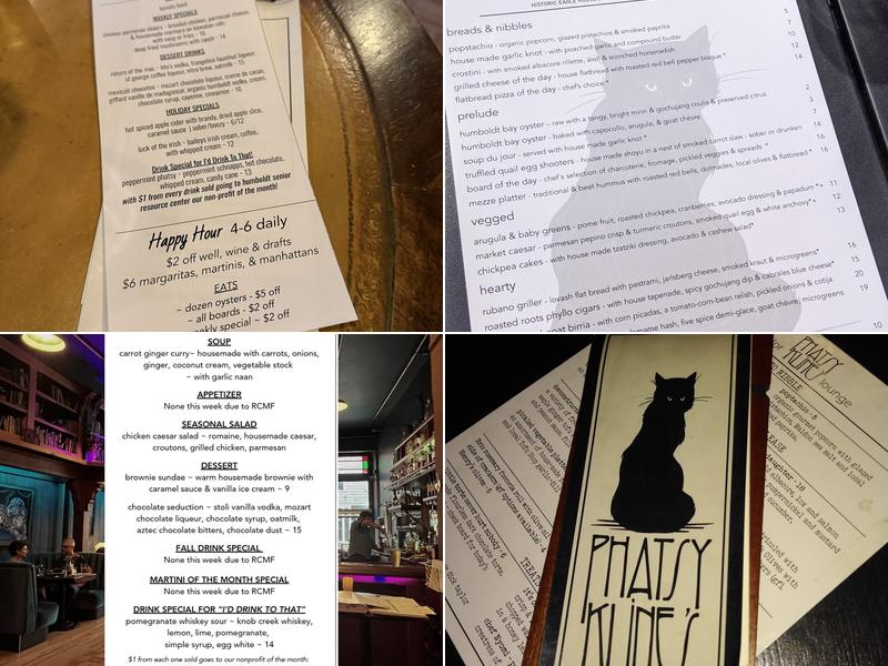 Phatsy Kline's Parlor Lounge Menu
