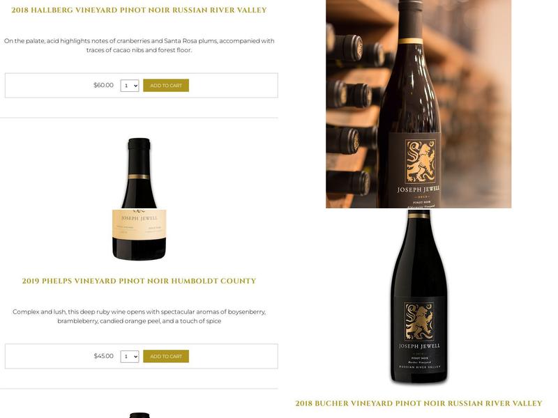 Joseph Jewell Wines Menu