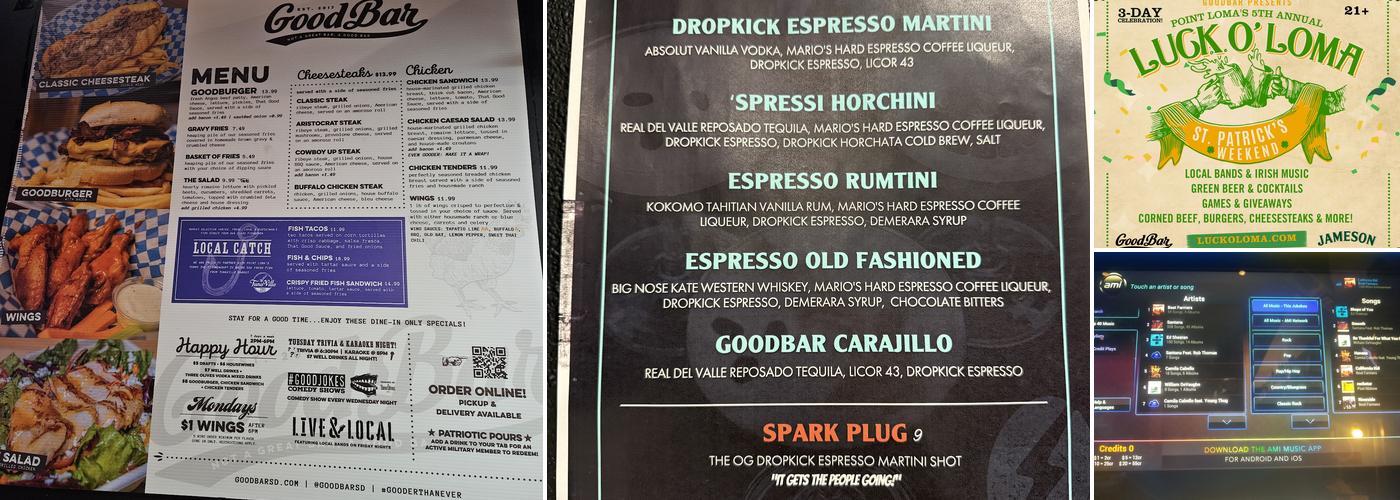 Good bar Menu