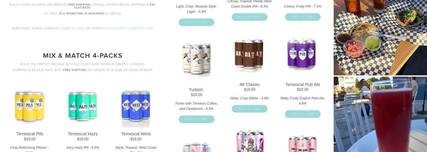 Temescal Brewing Menu