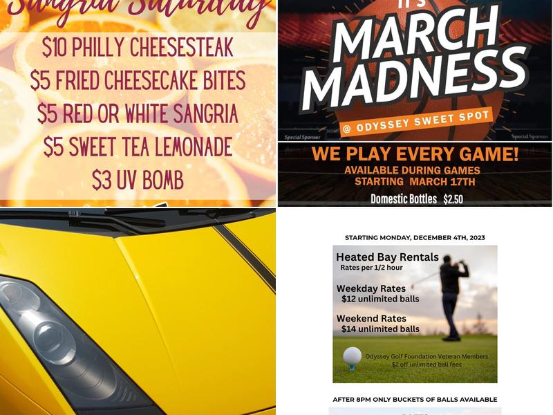 Odyssey SweetSpot Sports Bar and Driving Range Menu