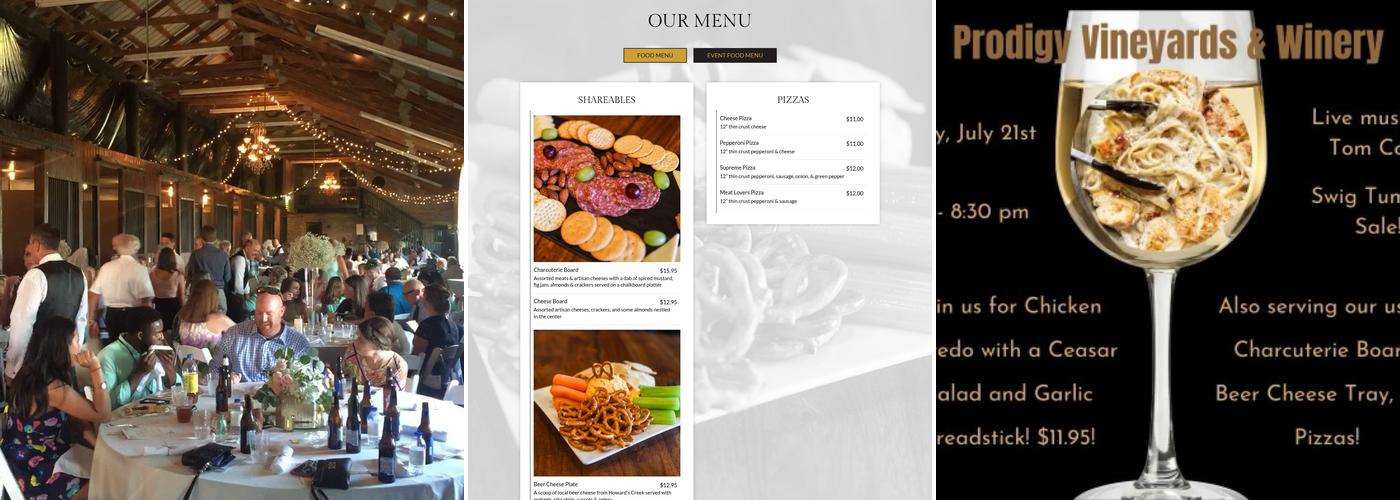 Prodigy Vineyards & Winery Menu