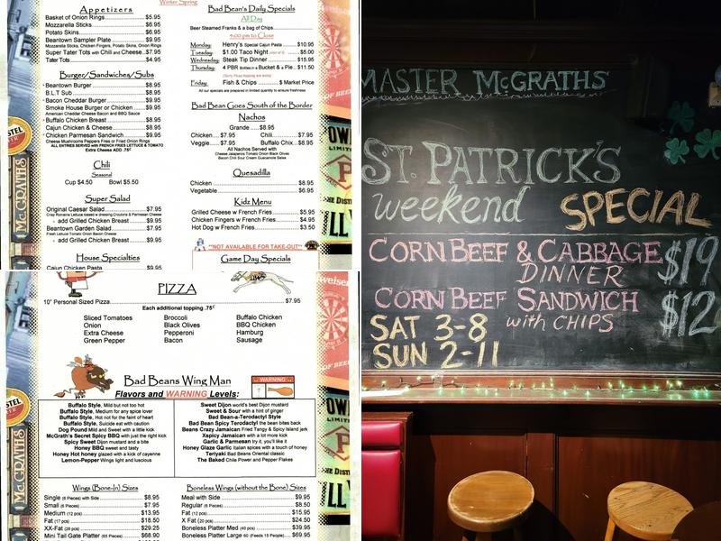 Master McGrath's Menu