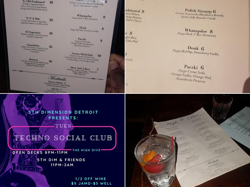 The High Dive Menu