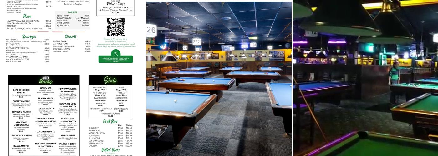 New Wave Billiards & Sports Bar Menu