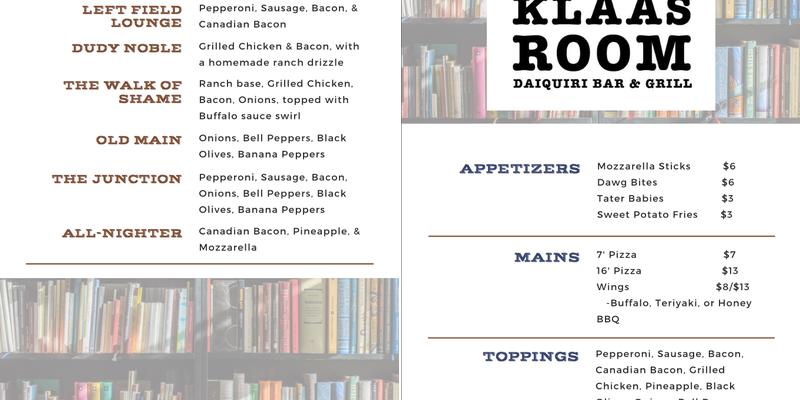 The Klaasroom Menu
