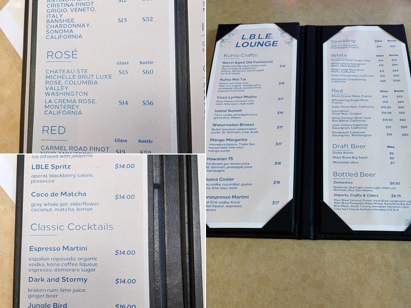 LBLE Lounge Menu