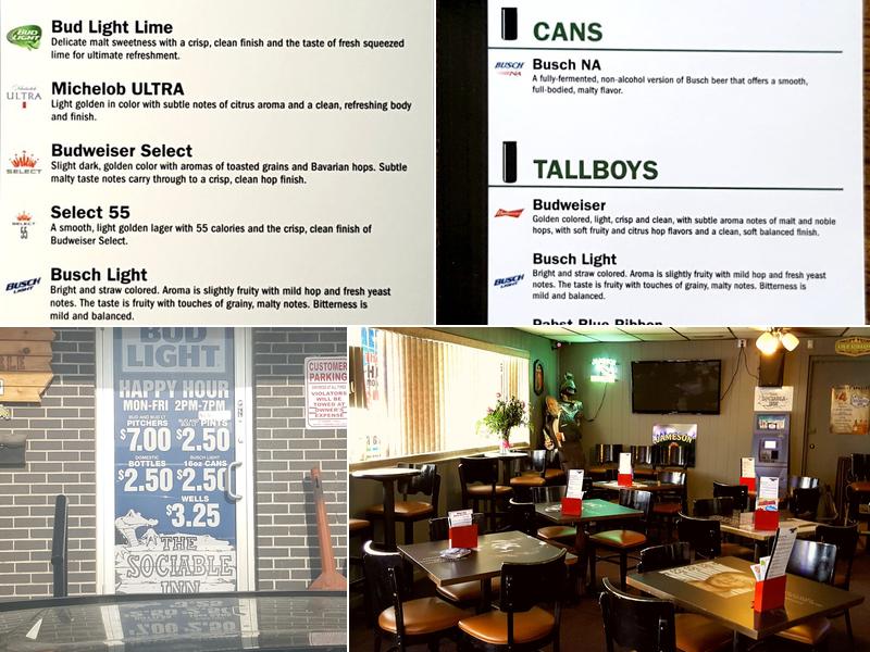 The Sociable Inn Menu