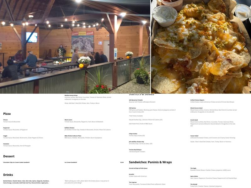 Iron Furnace Brewing Menu