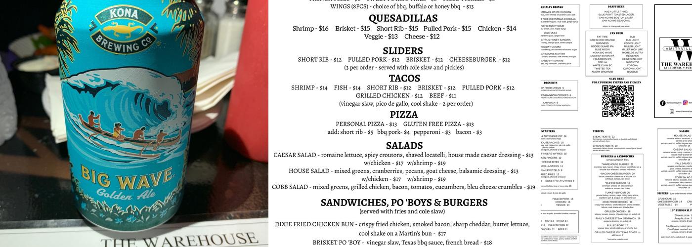The Warehouse Menu