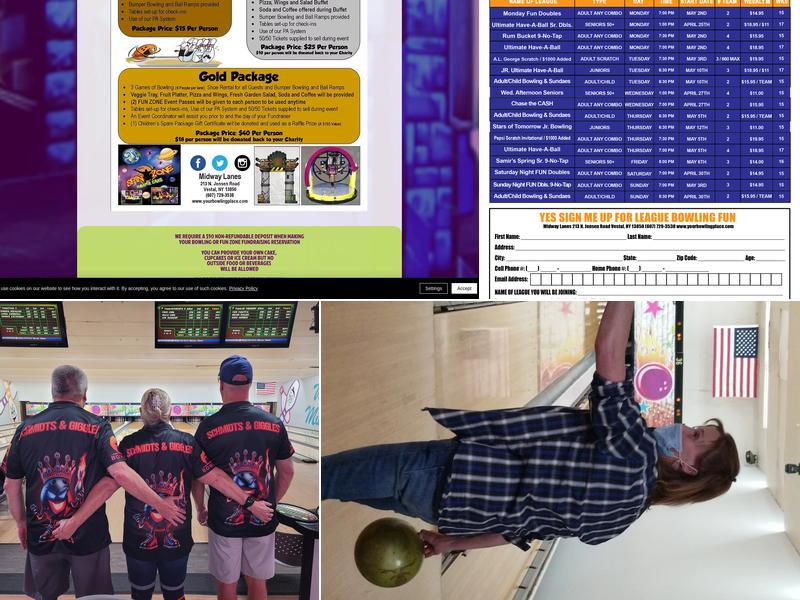 Midway Lanes and Fun Zone Entertainment Center Menu