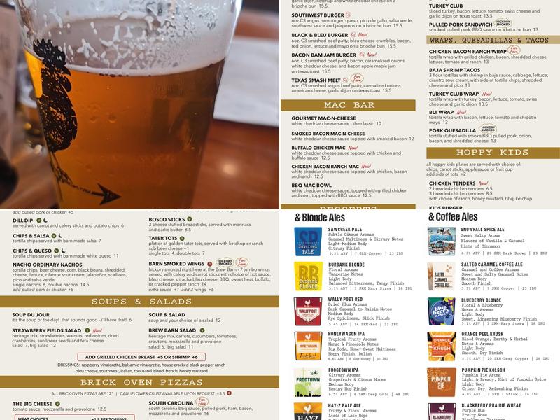 Moeller Brew Barn Menu