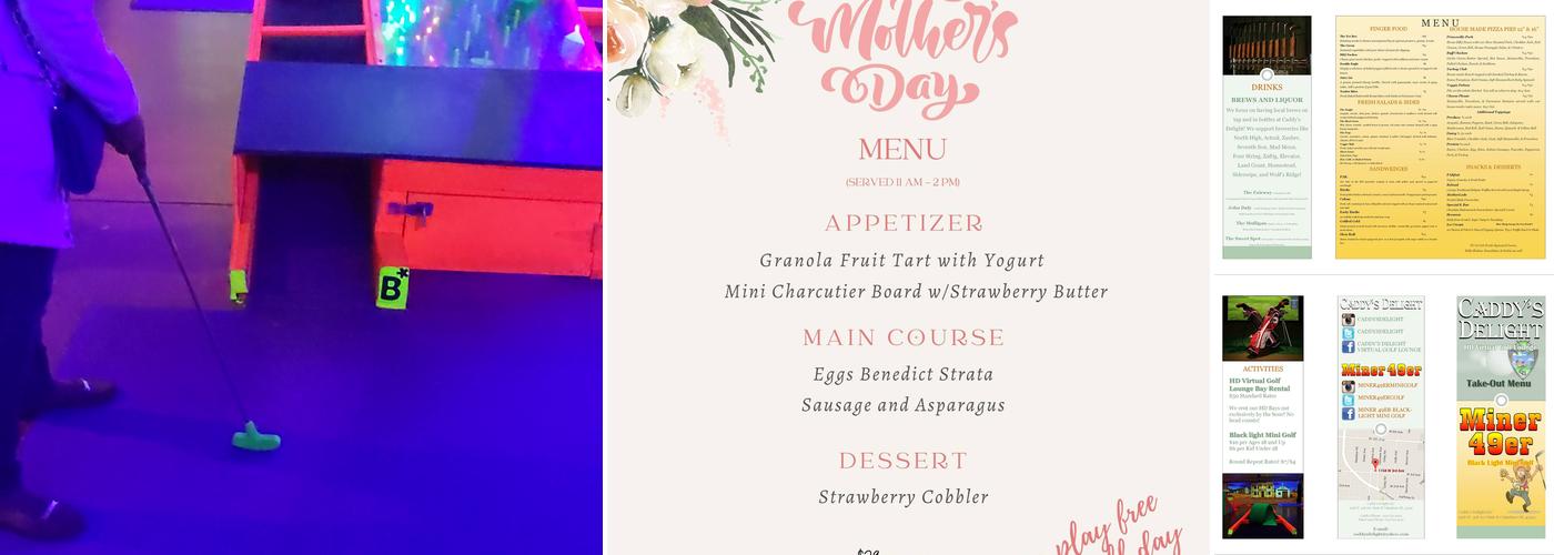 Miner 49er Blacklight Mini Golf Menu