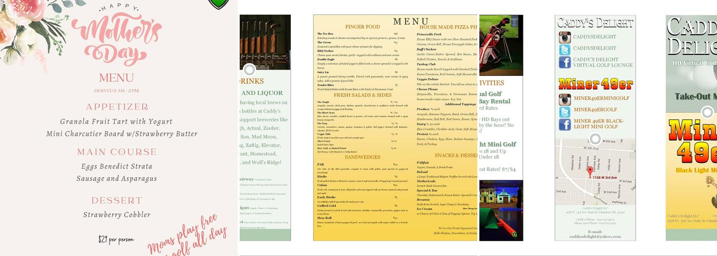 Miner 49er Blacklight Mini Golf Menu