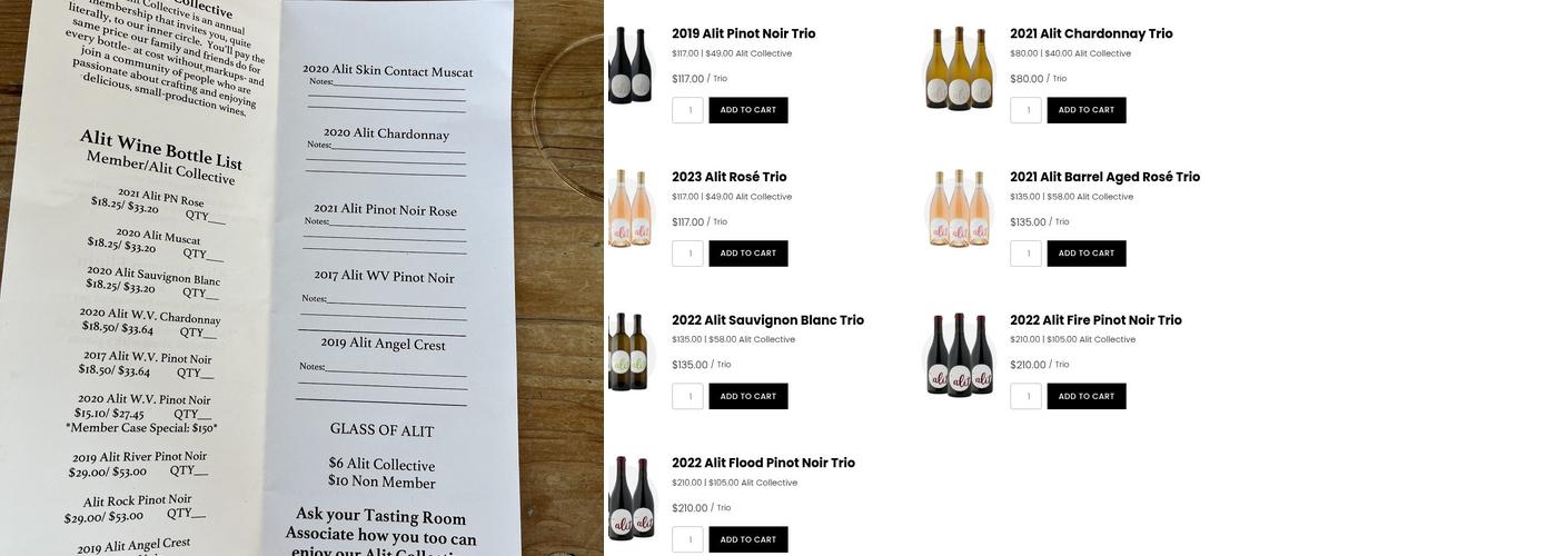 Alit Wines Menu