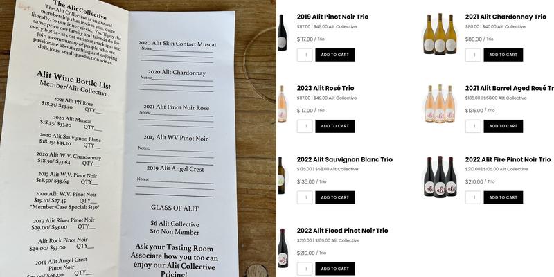 Alit Wines Menu